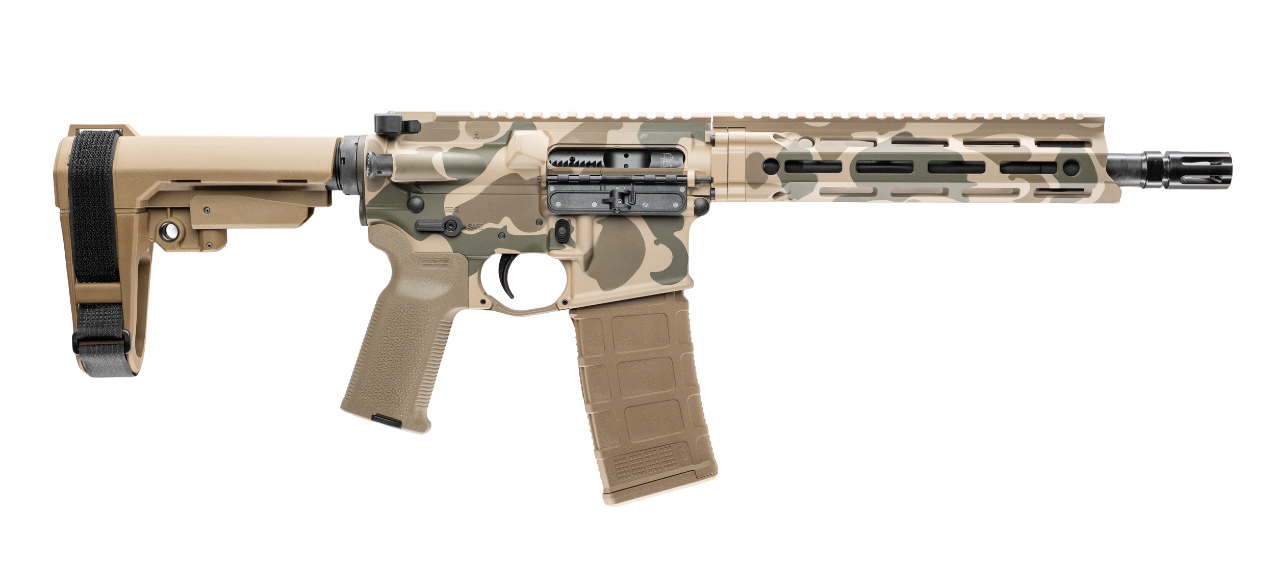 Cnc Firearms CNCDDDCV7P2 Daniel Defense V7 10.30" Barrel, Duck Camo Receiver w/Picatinny Rail. M-LOK Handguard, Polymer Stock, Ambidextrous