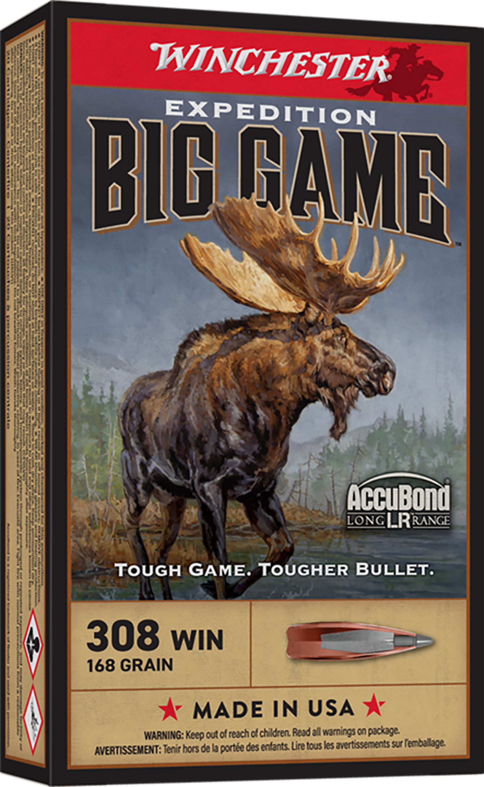 Winchester Ammo S308LR Expedition Big Game Long Range 308Win 168gr Nosler AccuBond Long-Range 20 Per Box/10 Case