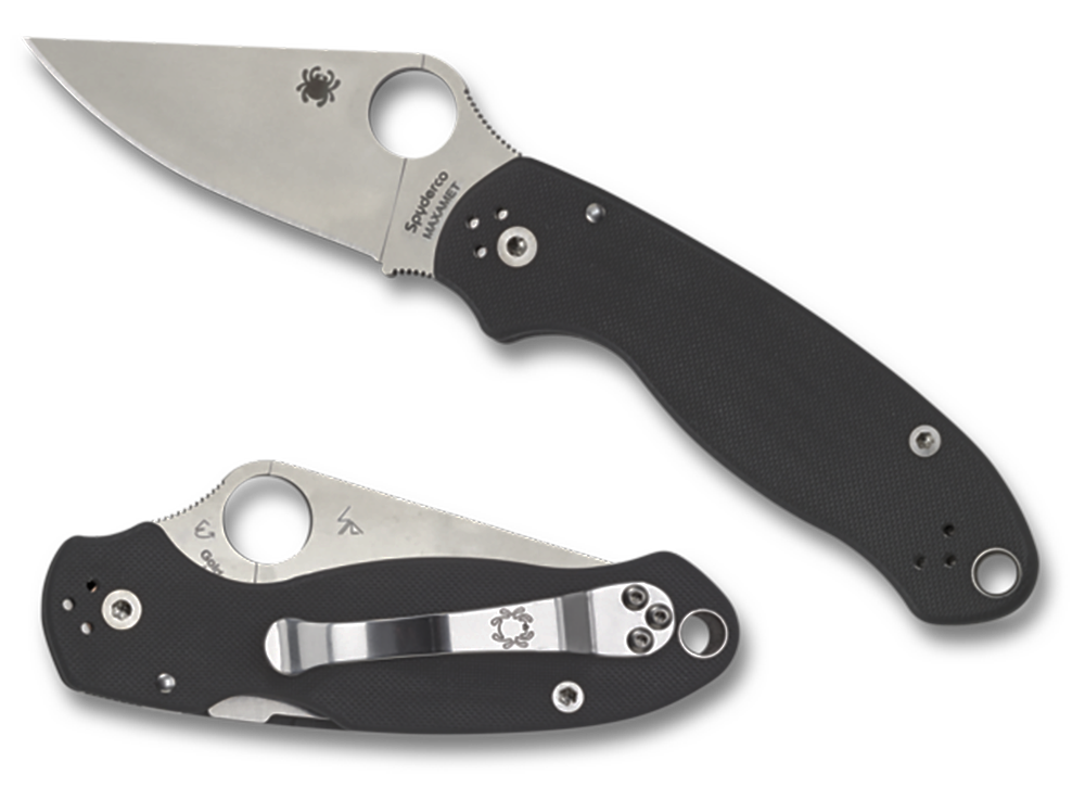 Spyderco C223GP Para 3  2.95" Folding Clip Point Plain Satin CPM S45VN SS Blade/ Black G10 Handle Includes Pocket Clip
