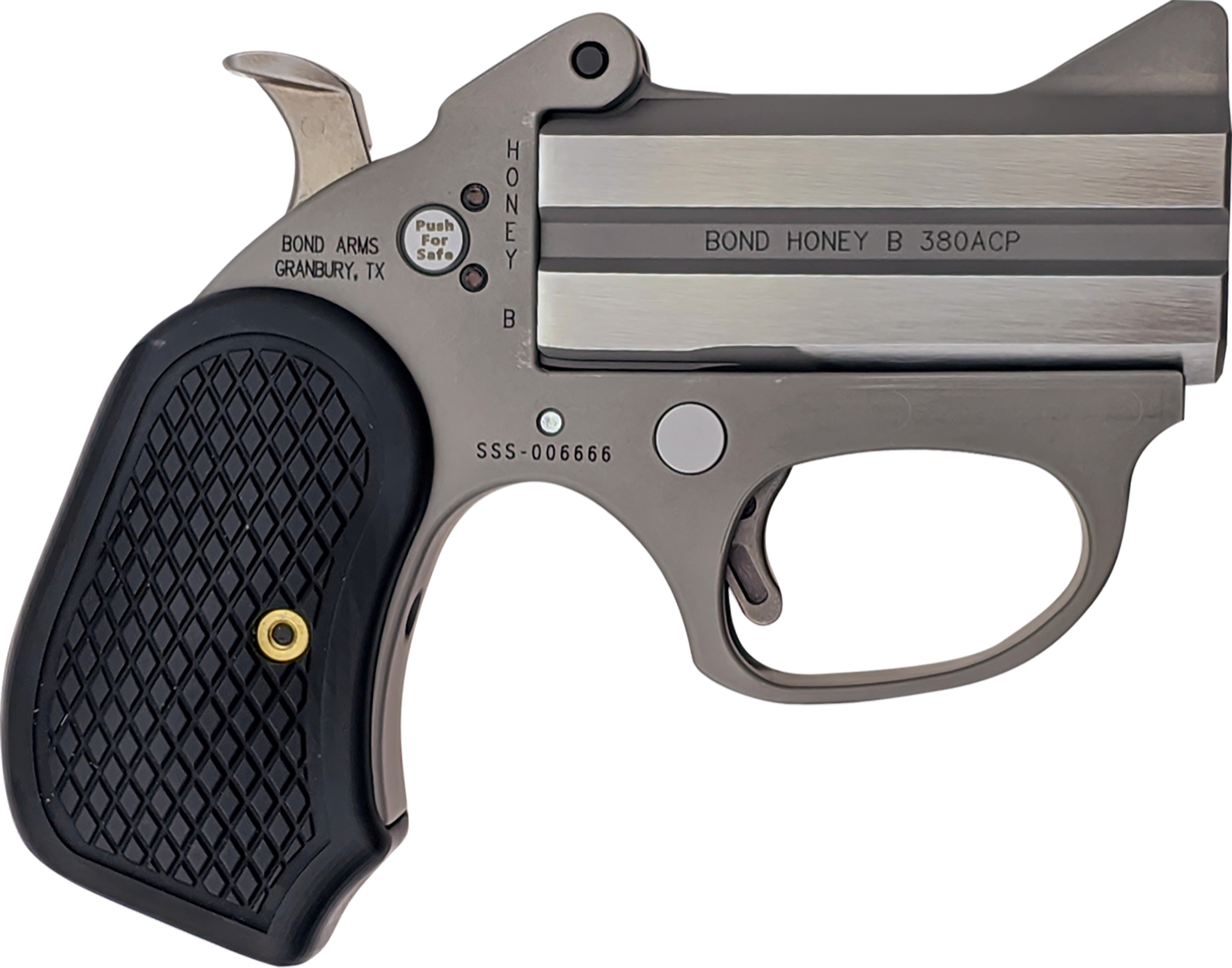 Bond Arms BAHB Honey B Stinger RS 380 ACP 2rd Shot 3" Matte Stainless Steel Frame Black Extended B6 Resin Grips Right Hand