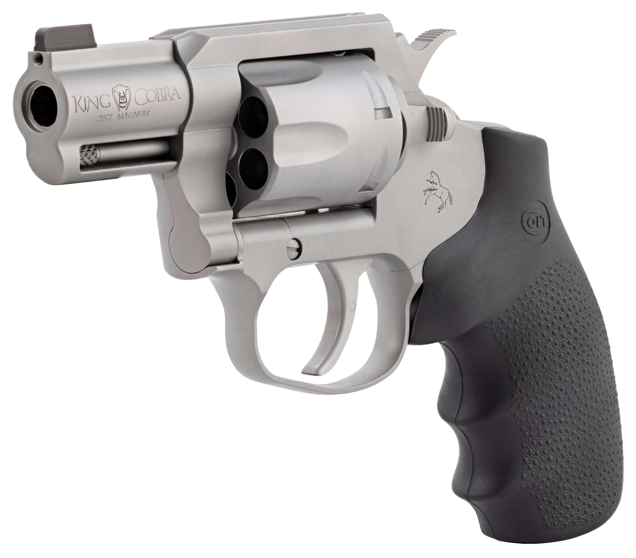Colt Mfg KCOBRASM2BBS King Cobra  Small 357 Mag 6 Shot 2" Matte Stainless Steel Barrel, Cylinder Frame, Black Hogue Overmolded Grips, Exposed Hammer