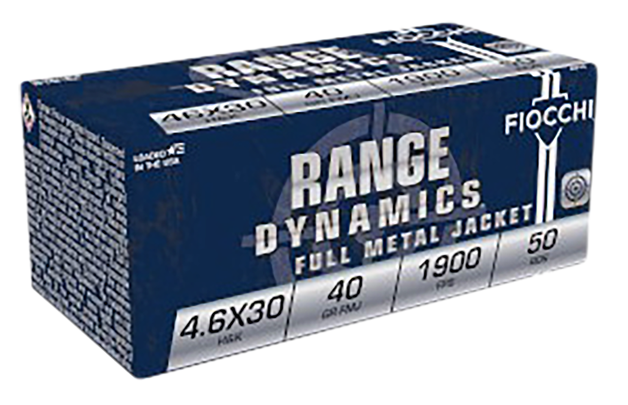 Fiocchi 46EXA Range Dynamics  4.6x30mmH&K 40gr Full Metal Jacket 50 Per Box/20 Case