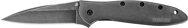 Kershaw 1660BLKW Leek  3" Folding Drop Point Plain Black DLC 14C28N Steel Blade Blackwash 410 Stainless Steel Handle Includes Pocket Clip