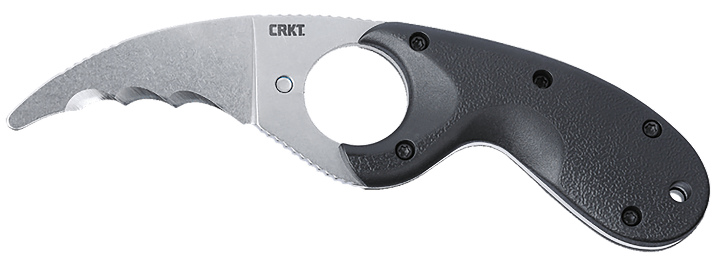 CRKT 2511 Bear Claw  2.39" Fixed Hawkbill Veff Serrated Stonewashed AUS-8A SS Blade, Black Textured GRN Handle