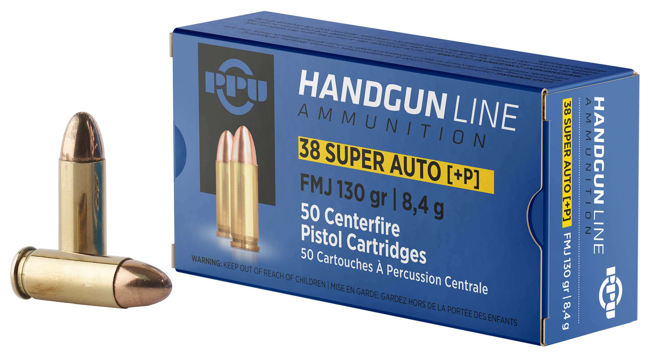 PPU PPH38SU Handgun  38Super+P 130gr Full Metal Jacket 50 Per Box/10 Case