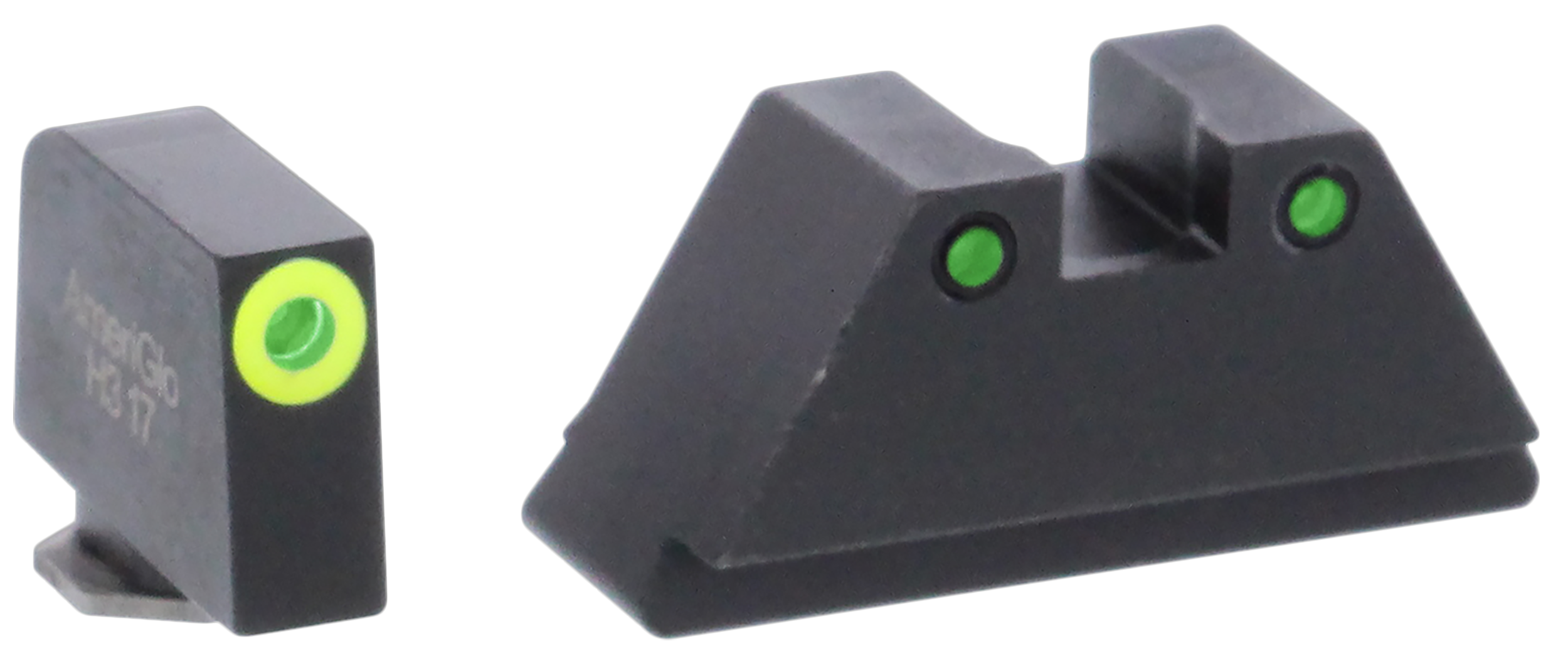 AmeriGlo GL252 Optic Compatible Sight Set for Glock XL Tall Green Tritium LumiGreen Outline Front Sight-Green Tritium Black Outline Rear Sight