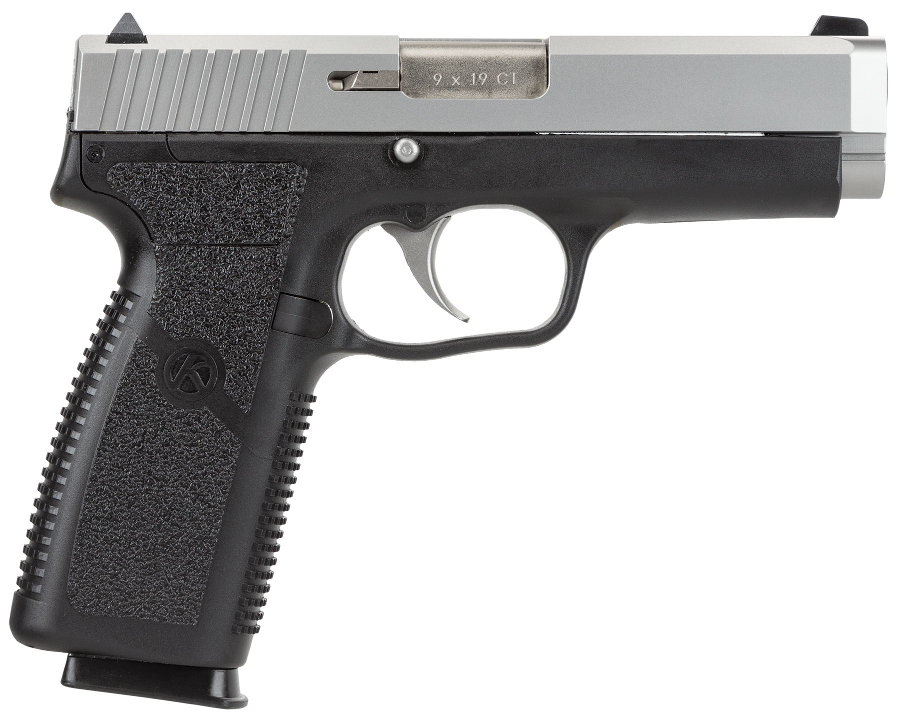 Kahr Arms CT9093 CT9  9mm Luger 8+1, 4" Stainless Steel Barrel, Matte Serrated Stainless Steel Slide, Black Polymer Frame, Black Textured Polymer Grip, No Safety, Right Hand