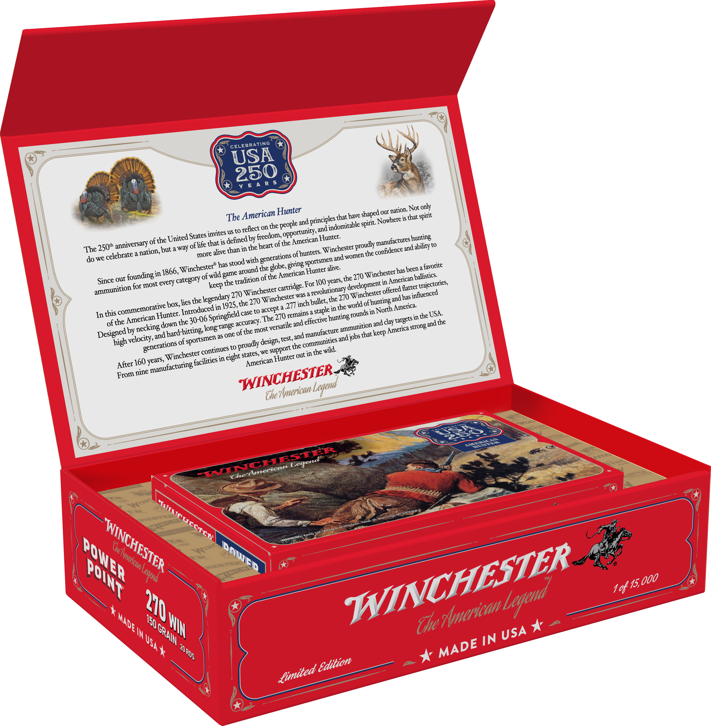Winchester Ammo X270250 USA 250th Commemorative Box Series 270Win 150gr Power Point 20 Per Box/6 Case