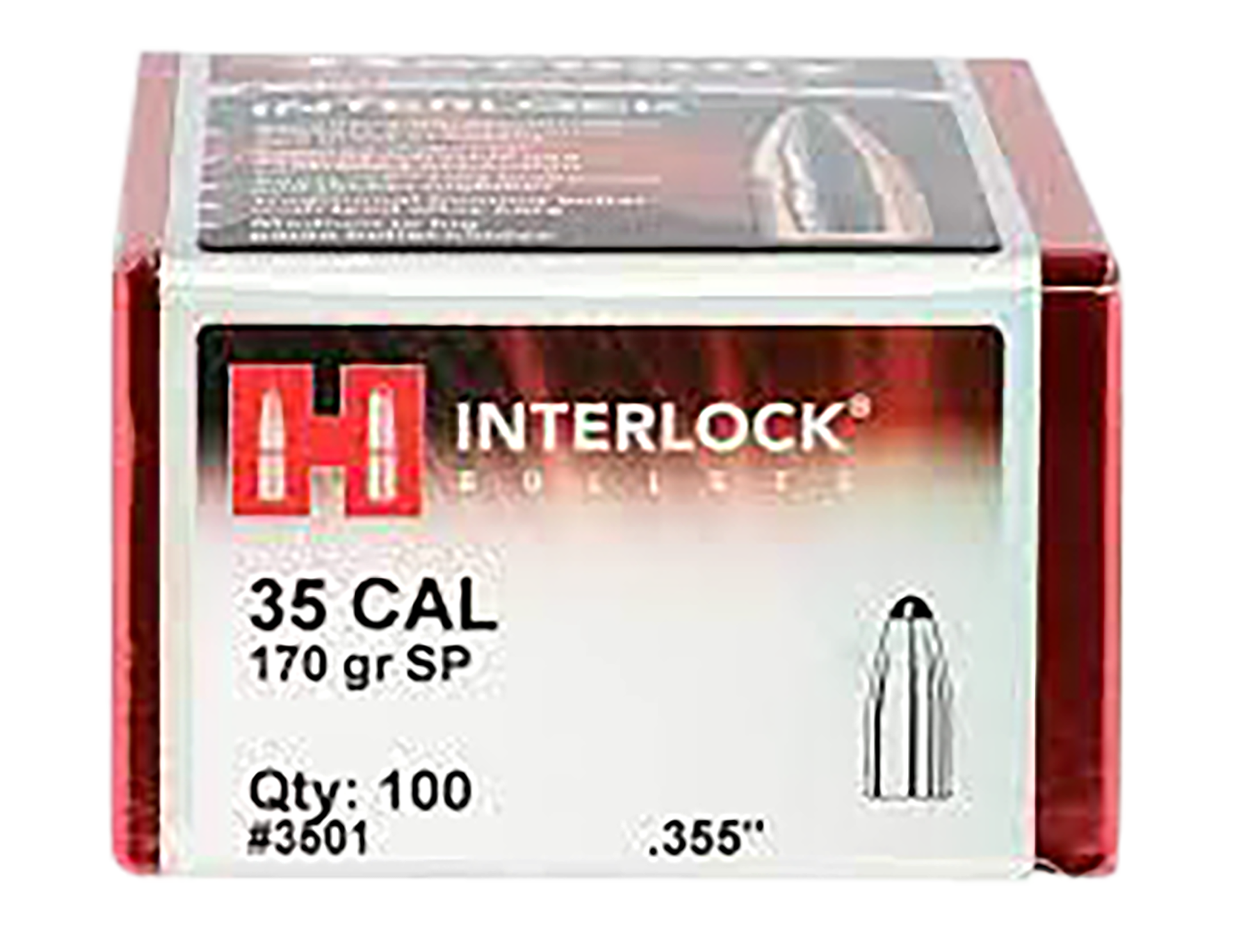 Hornady 3501 InterLock 35 Cal .355 170 gr Spire Point 100 Per Box/ 15 Case