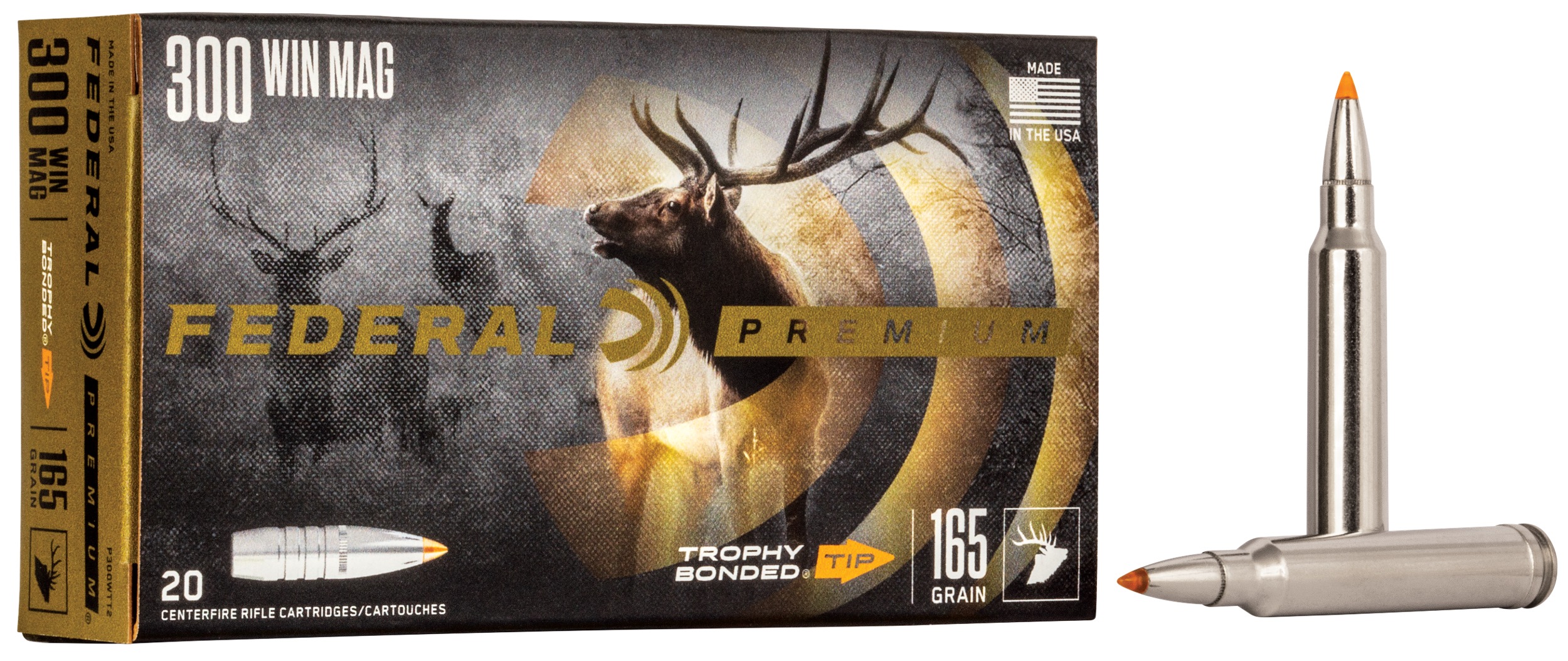Federal P300WTT2 Premium 300Win Mag 165gr Trophy Bonded Tip 20 Per Box/10 Case