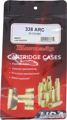 Hornady 338 ARC Unprimed Rifle Brass 50ct