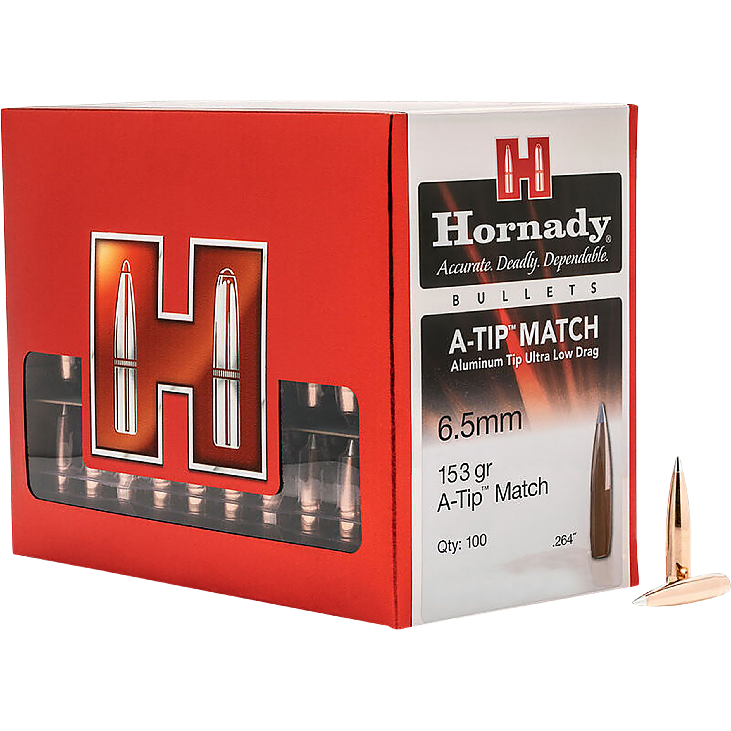 Hornady 2638 A-Tip Match 6.5 Creedmoor .264 153 gr A Tip Match 100 Per Box/ 10 Case