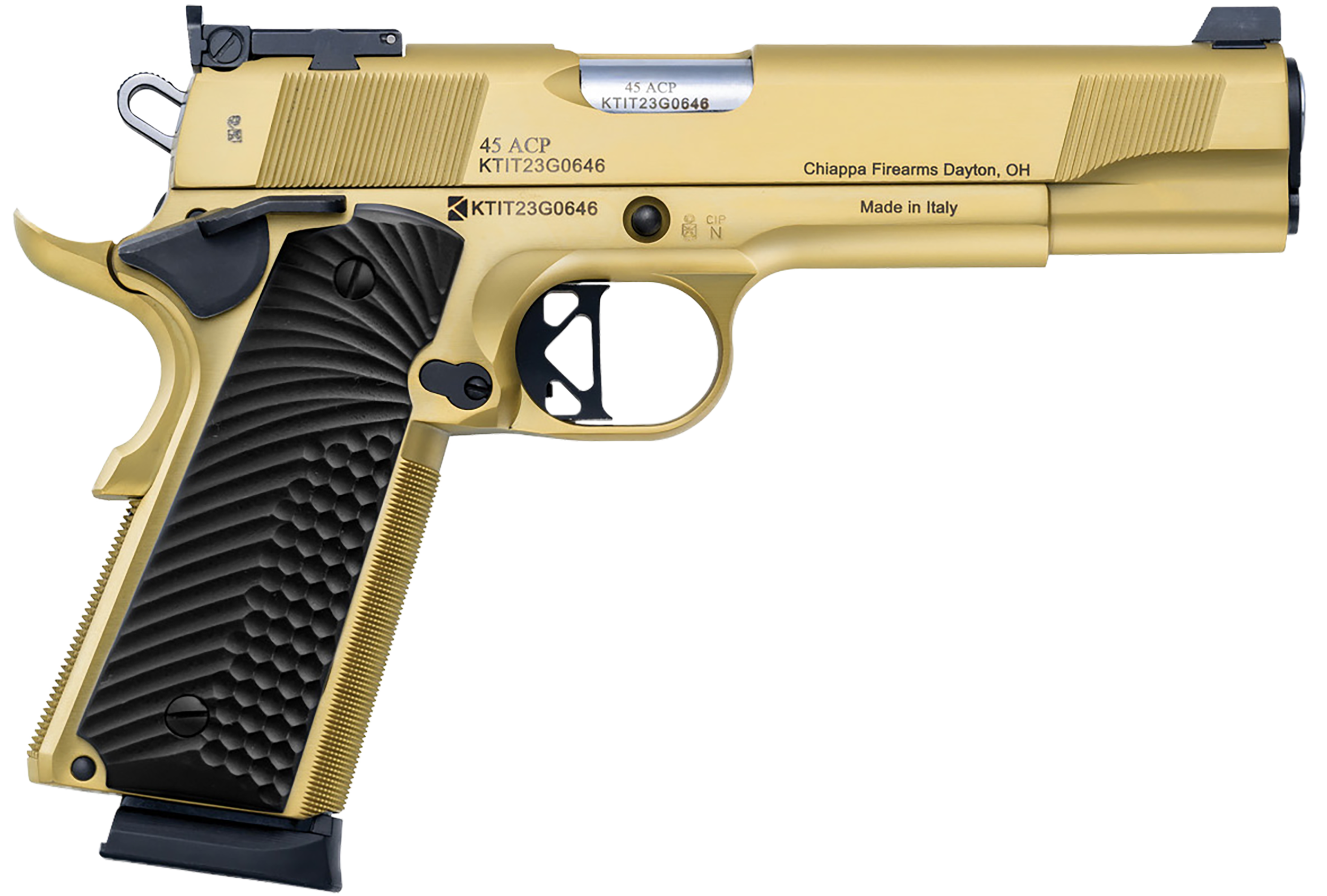 Charles Daly 440182 1911 Empire Grade Full Size Frame 45 ACP 8+1 5" Stainless Steel Barrel, Nebula PVD Serrated Steel Slide, Steel w/Beavertail Frame, Black G10 Grip