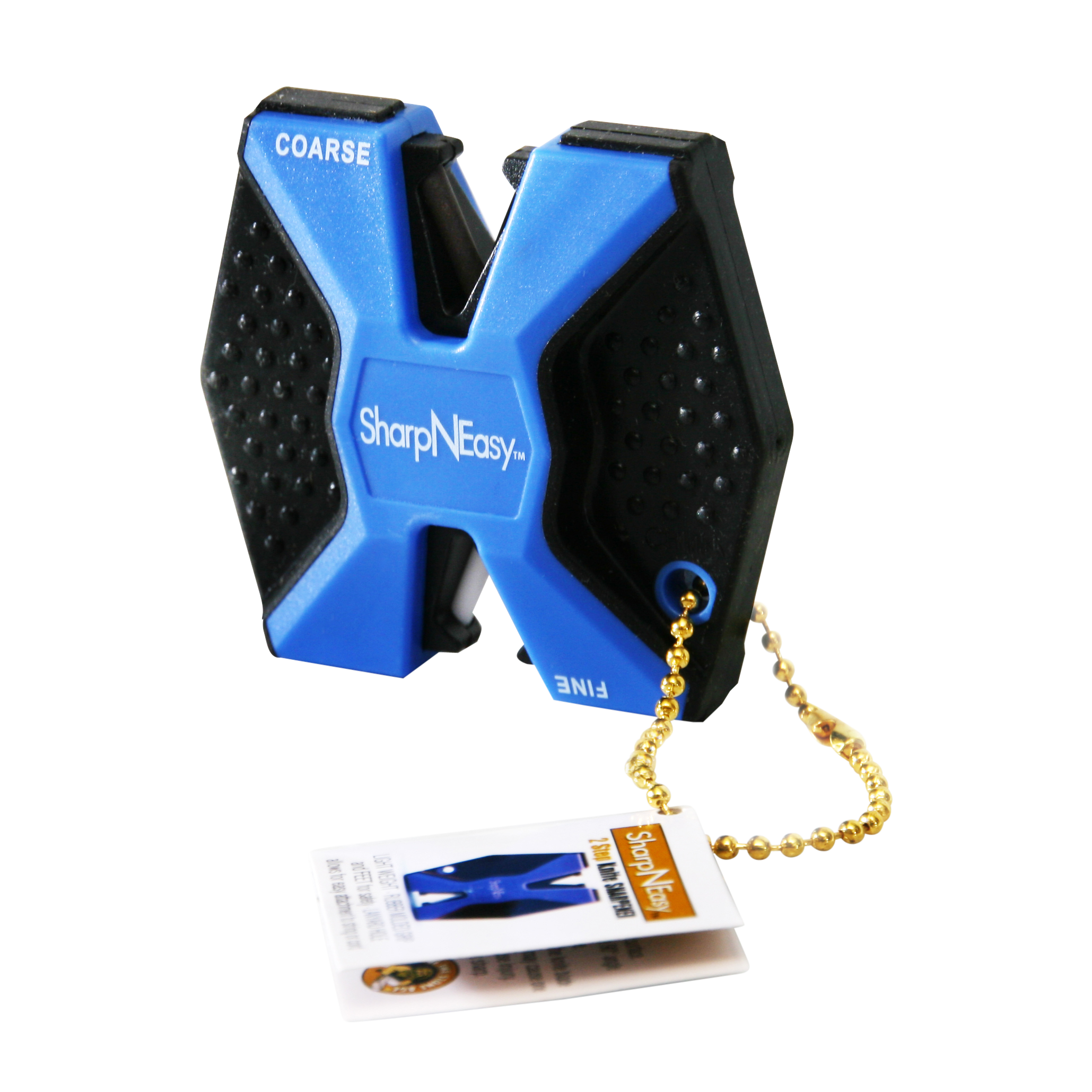 AccuSharp 334C SharpNEasy 2-Step Sharpener Hand Held Fine Coarse Ceramic Stone Sharpener Plastic Handle Black/Blue