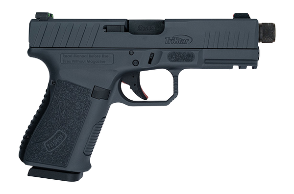 TriStar 85782 Apoc Pro 9mm Luger 15+1 4.50" Black Threaded Barrel, Sniper Gray Cerakote Steel Optic Ready/Serrated Slide, Sniper Gray Polymer Frame w/Picatinny Rail, Interchangeable Backstrap Grip, Ri