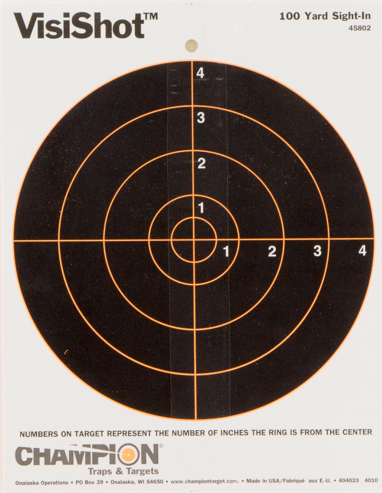 Champion Targets 45802 VisiShot  Hanging Paper Black/White 8" Bullseye 10 Pack
