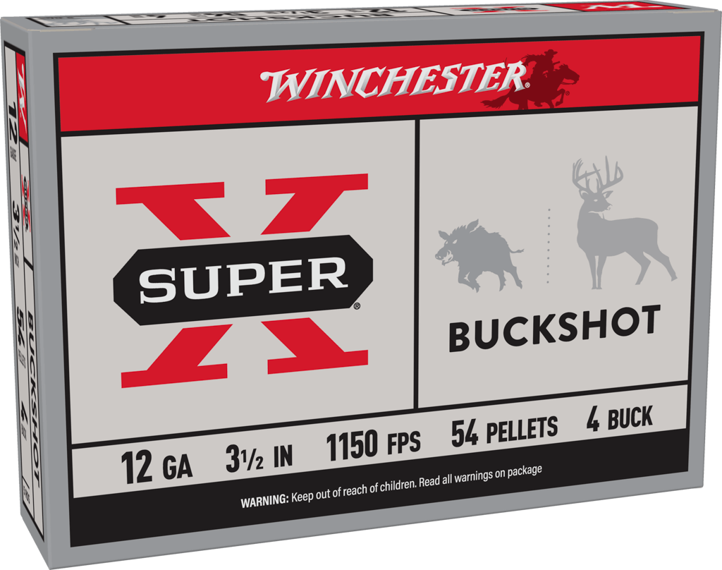 Winchester Ammo XB12L4 Super X 12Gauge 3.50" 54Pellets 4Buck Shot 5 Per Box/50 Case