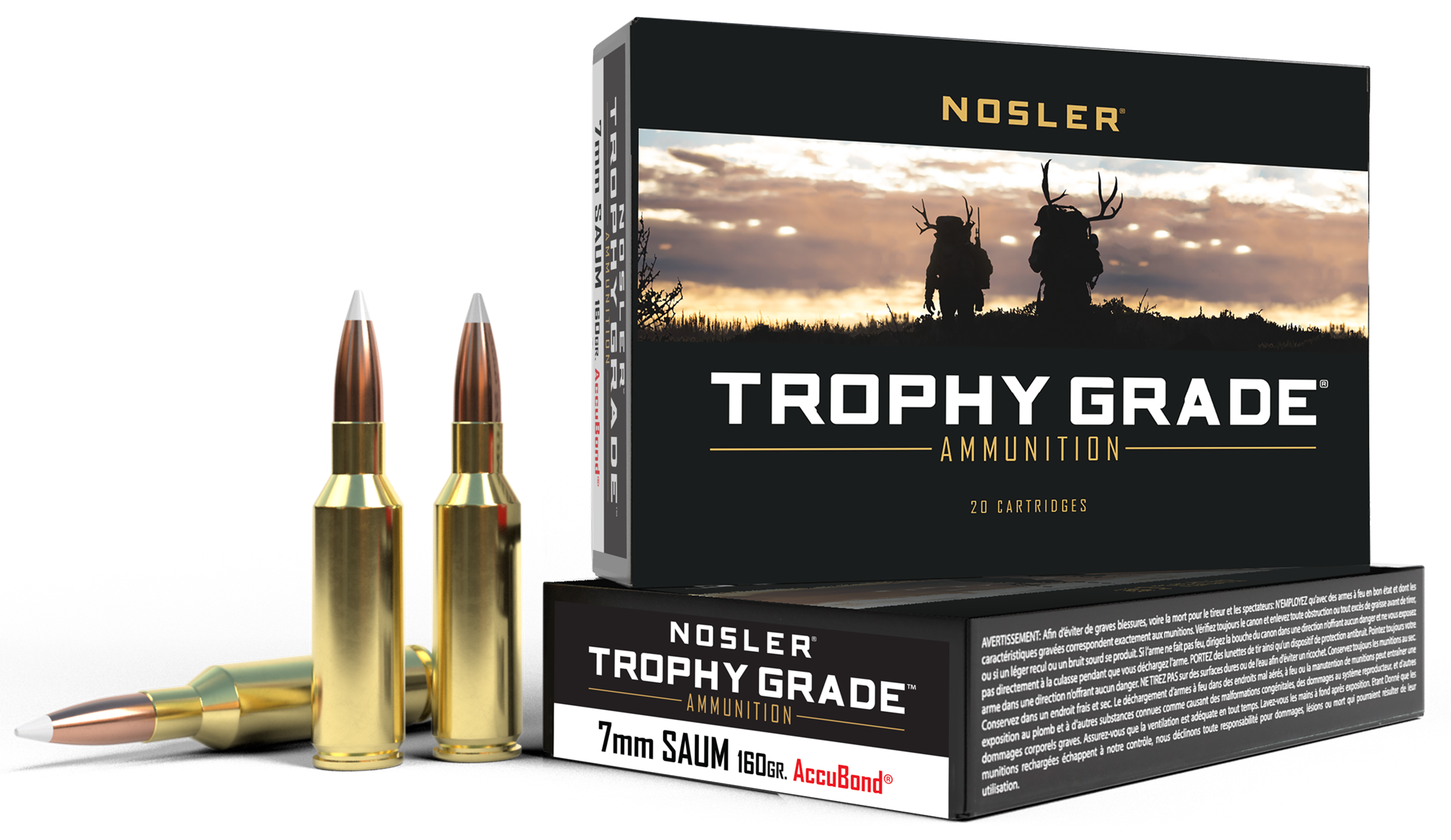Nosler 60045 Trophy Grade  7mmRemSA UltraMag 160gr Nosler Spitzer Partition 20 Per Box/10 Case