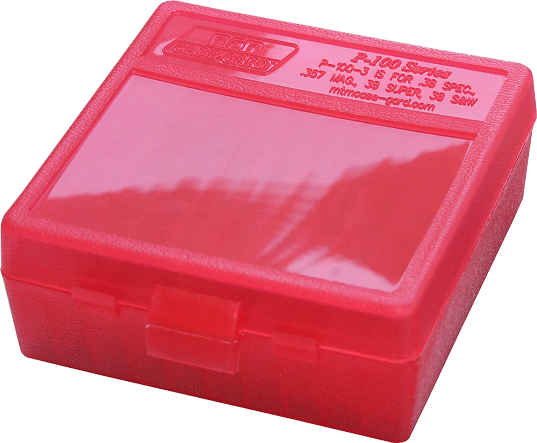 MTM Case-Gard P100329 Ammo Box Flip-Top Multi Caliber Clear Red Polypropylene 100rd