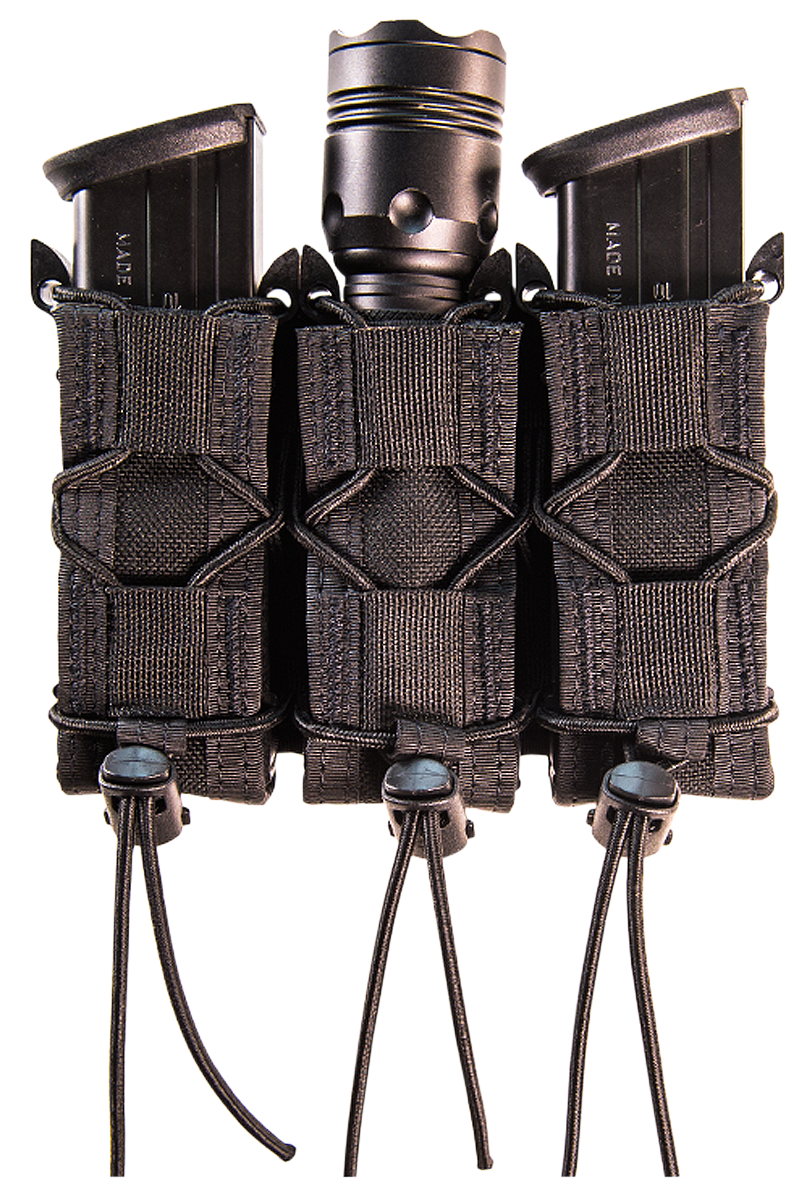 High Speed Gear 11PT03BK TACO Mag Pouch Triple Black Nylon MOLLE Belts 2" Wide Compatible w/ Pistol