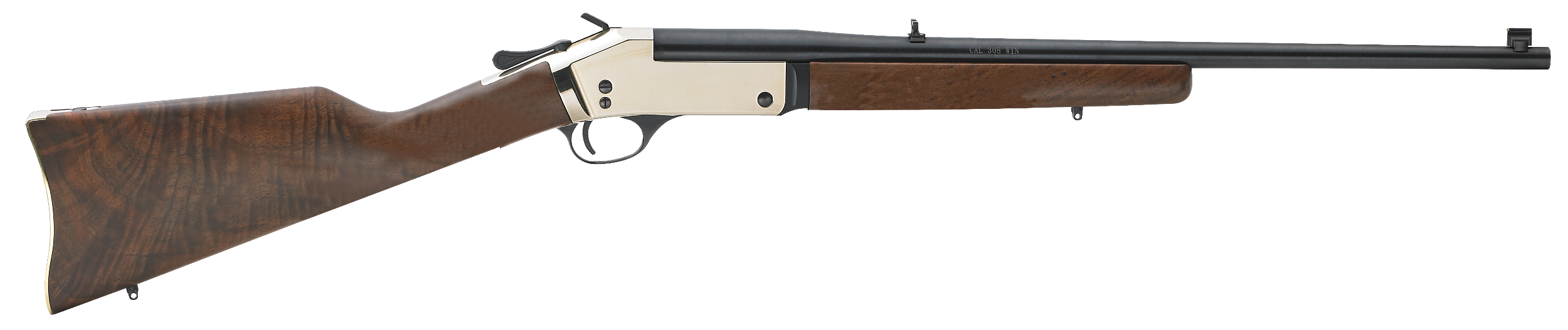 Henry H015B357 Single Shot 38 Special or 357 Mag Caliber with 1rd Capacity, 22" Blued Barrel, Polished Brass Metal Finish & American Walnut Stock, Right Hand (Full Size)