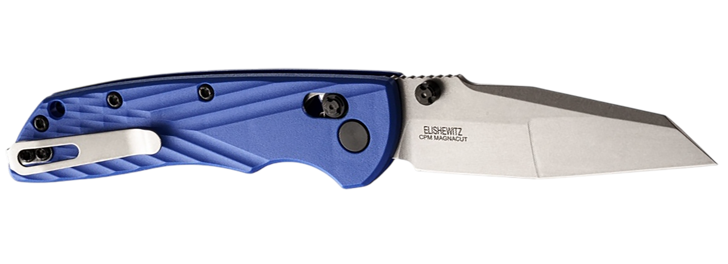 Hogue 24363 Deka  3.25" Folding Modified Wharncliffe Plain Stone Tumbled CPM MagnaCut Steel Blade, Blue Textured GRN Handle