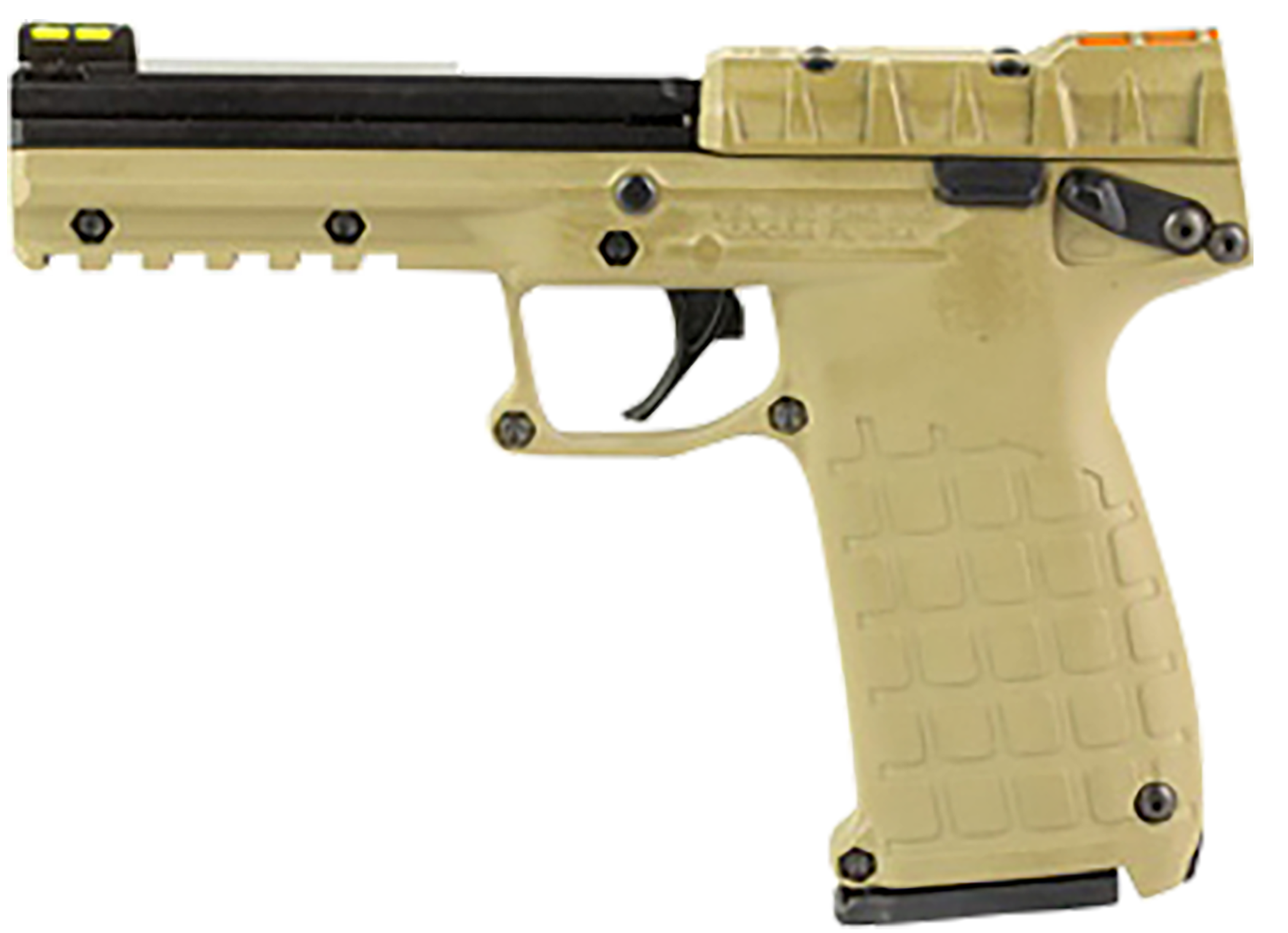 Kel-Tec PMR30TAN10 PMR30 22 WMR 10+1 4.30" Black Fluted Steel Barrel, Black/Tan Serrated Slide, Tan Polymer Frame w/Picatinny Rail, Tan Textured Polymer Grip