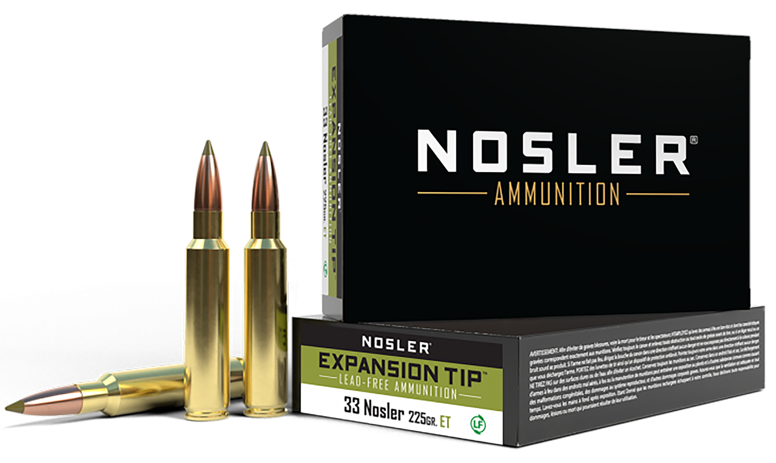 Nosler 40042 E-Tip  33Nosler 225gr E Tip Lead Free 20 Per Box/10 Case