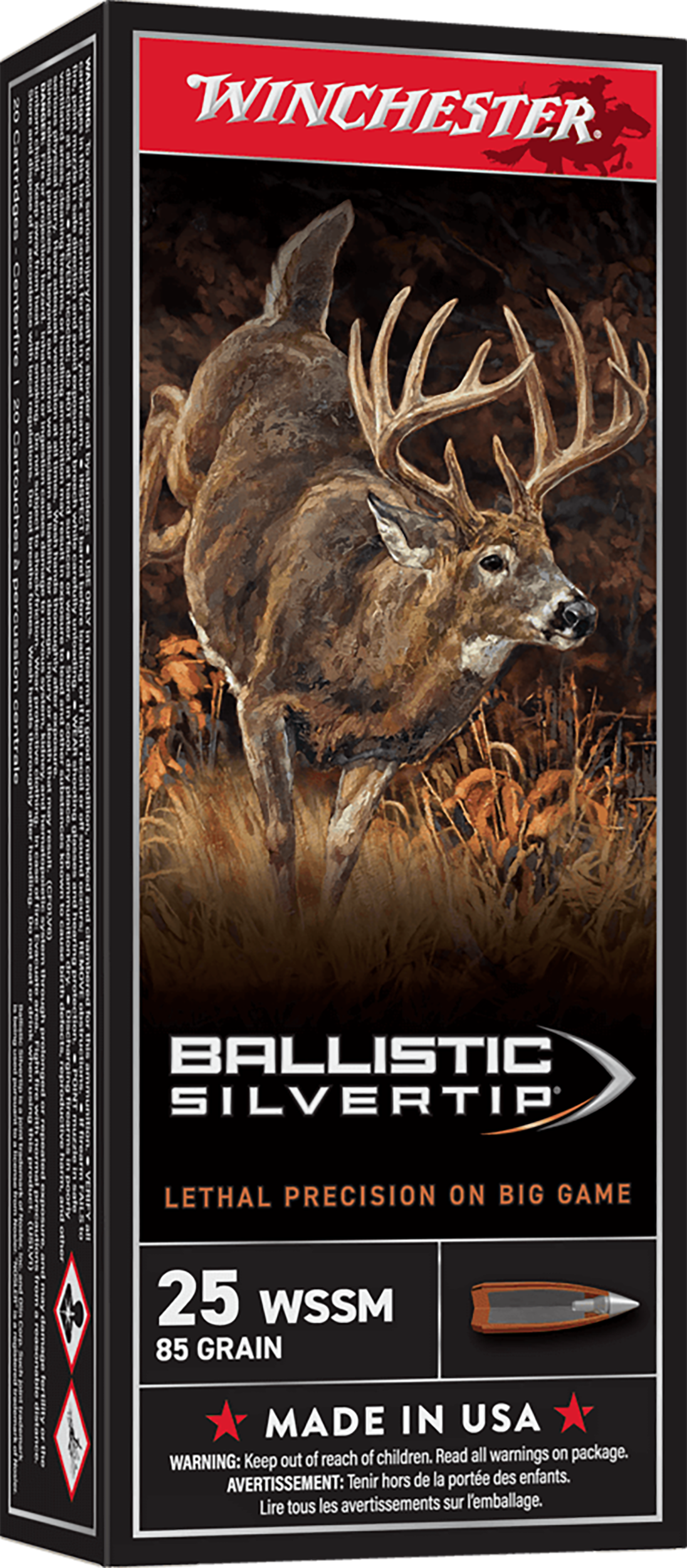 Winchester Ammo SBST25WSS Ballistic Silvertip  25WSSM 85gr Fragmenting Polymer Tip 20 Per Box/10 Case