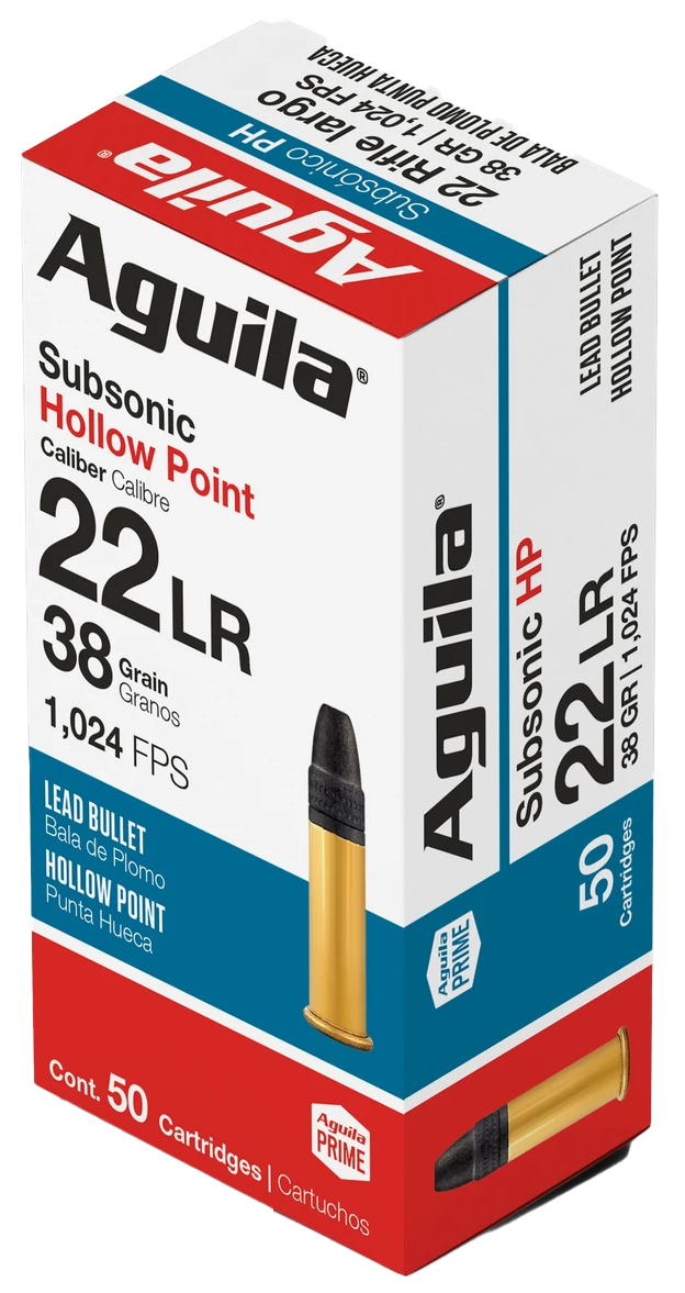 Aguila 1B220268 Subsonic  22LR 38gr Lead Hollow Point 50 Per Box/20 Case