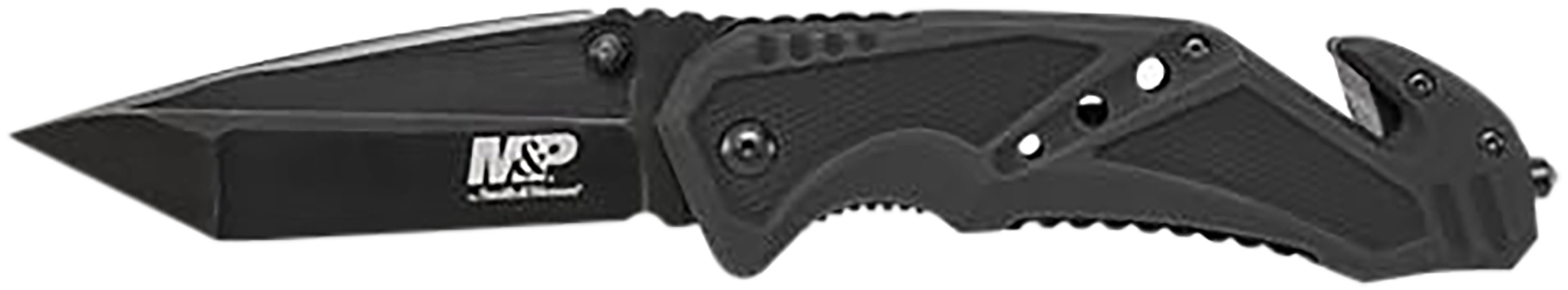 Smith & Wesson Knives SWMP11BCP M&P Rescue 3.80" Folding Tanto Plain Black Stainless Steel Blade Black G10 Handle Features Glass Breaker/Seat Belt Cutter Includes Pocket Clip