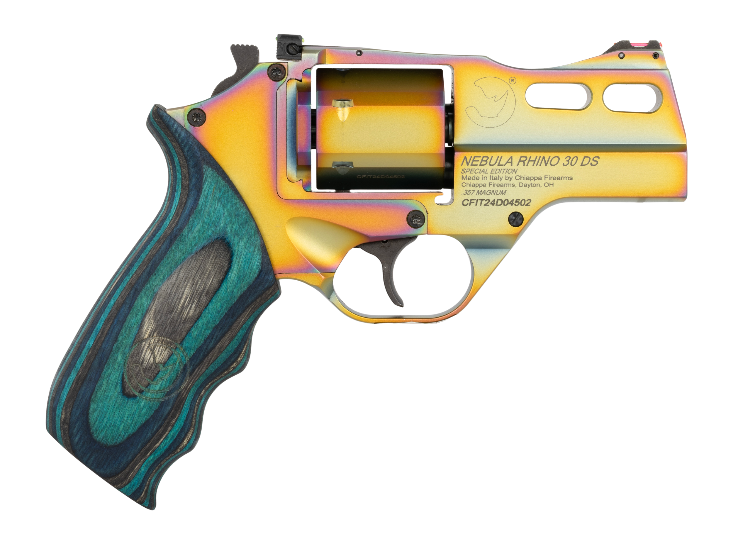 Chiappa Firearms CF340354 Rhino 30SAR 357 Mag 6 Shot 3" Nebula PVD, Blue Laminate Grip