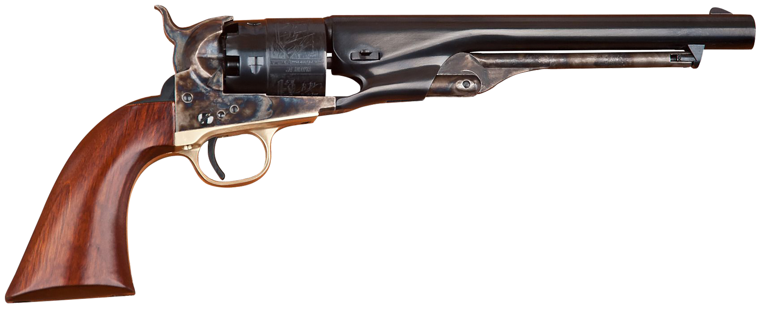 Cimarron CA040 1860 Army .44 Cal 8" 6 Shot Color Case Hardened Frame, Blued Fluted Cylinder, Blued Round Steel Barrel, Smooth Walnut Grip