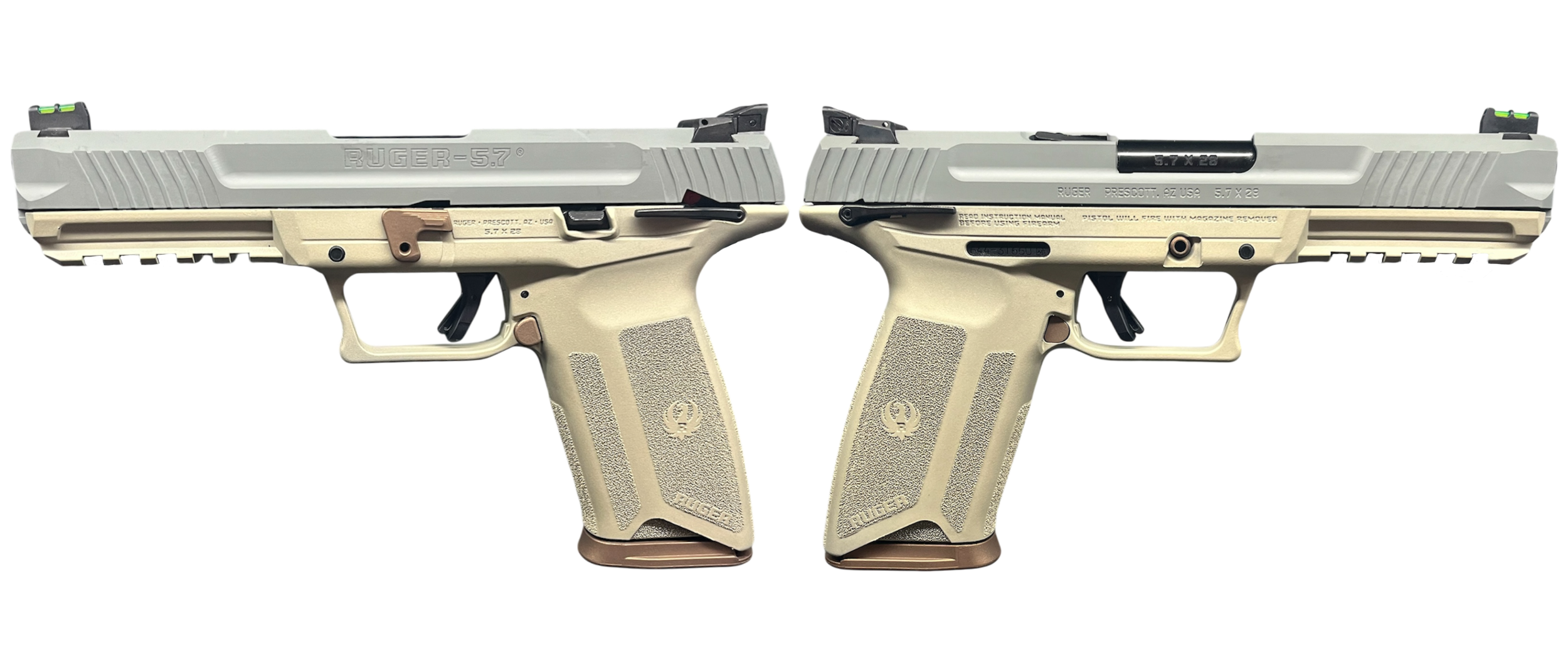 RUGER 5.7 BADGER 5.7X28 4.9" PISTOL TAN,GRY,BRN 20+1 MS