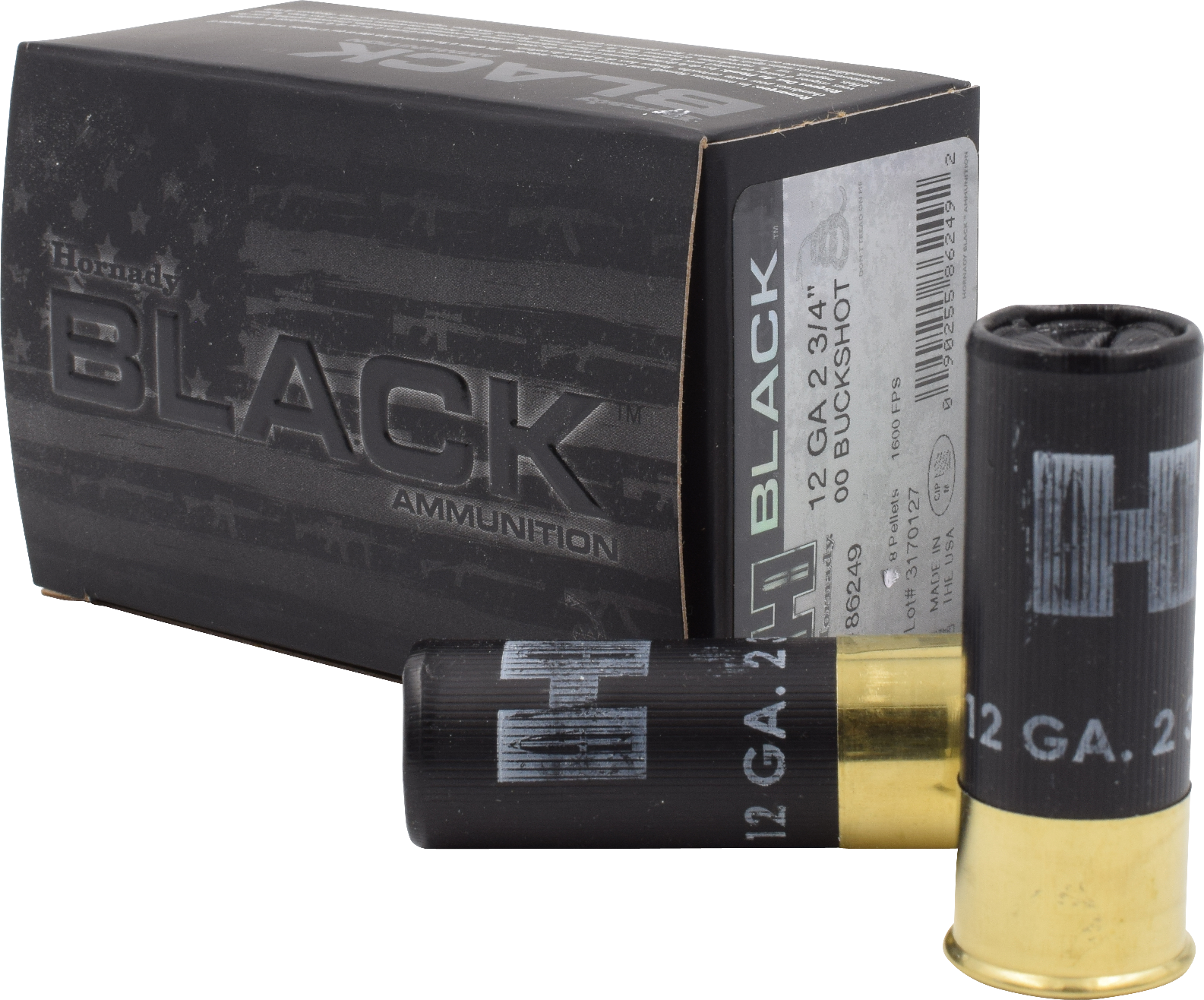 Hornady 86249 Black  12 Gauge 2.75" 00 Buck Shot 10 Per Box/ 10 Case