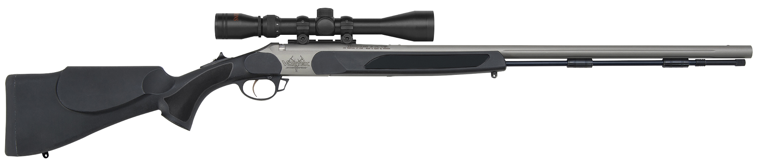Traditions R556110460 Vortek StrikerFire 50 Cal 209 Primer 28" Stainless Cerakote Black Synthetic Stock 3-9x40 Scope