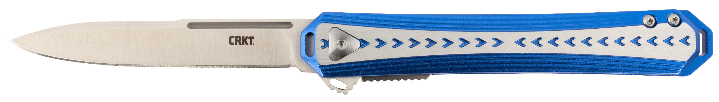 CRKT 6710 Stickler 3.38" Folding Plain Satin 12C27 Sandvik Blade/ Blue & Silver Aluminum Handle Includes Pocket Clip