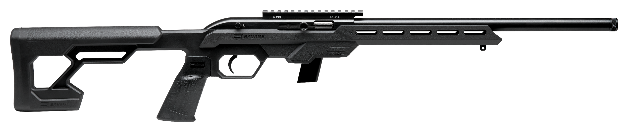 Savage Arms 45114 64 Precision Full Size 22 LR 10+1 16.50" Matte Black Heavy Threaded Barrel, Matte Black Picatinny Rail Carbon Steel Receiver, M-LOK Handguard, Black Chassis Synthetic Stock, Black Po