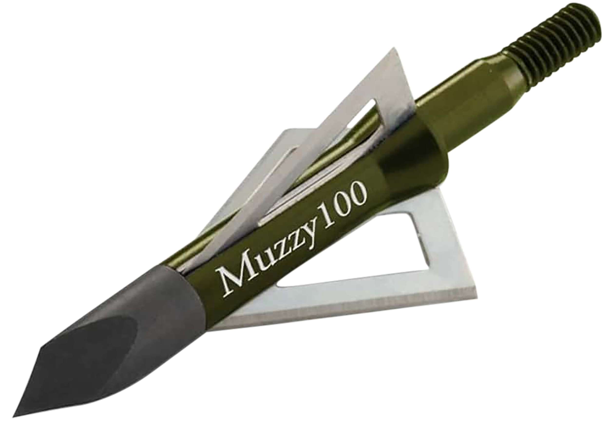 Muzzy 225 3- Blade Broadhead Trocar Tip Anodized Aluminum Ferrule Blades 100 gr/6 Per Pack