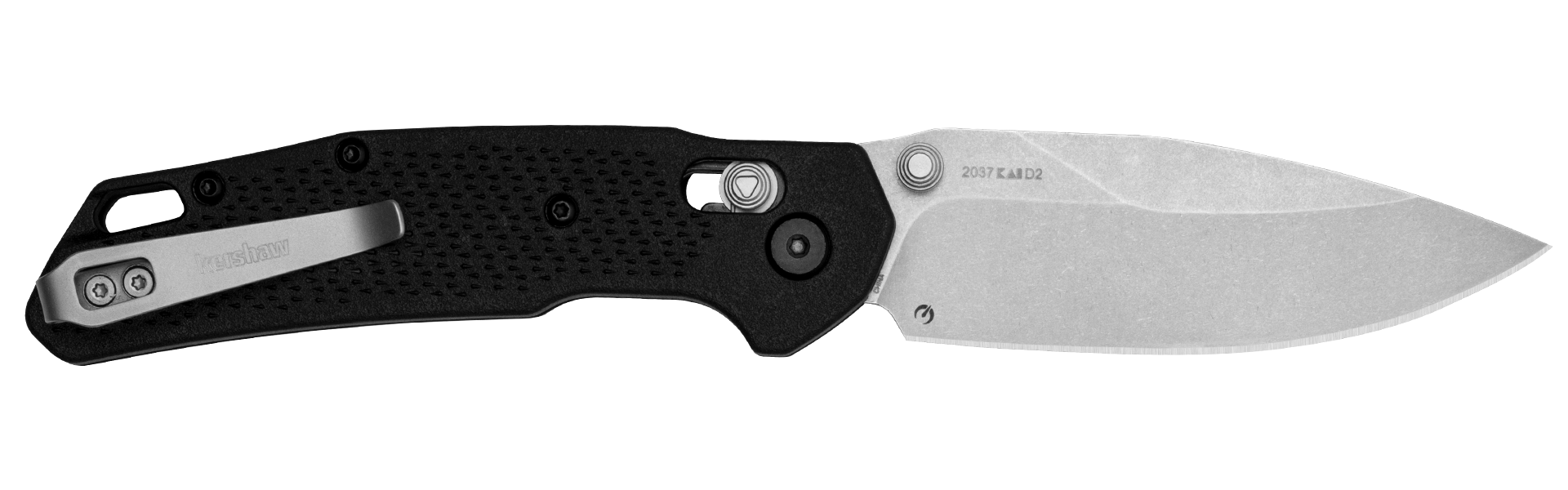 Kershaw 2037 Heist  Mid-Size 3.20" Folding Clip Point Plain Stonewashed D2 Steel Blade, Gray Textured Glass Filled Nylon Handle, Includes Pocket Clip