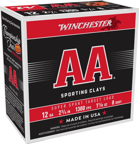 WINCHESTER AA 12GA 2.75" 1-1/8OZ #8 1300FPS 250RD CASE