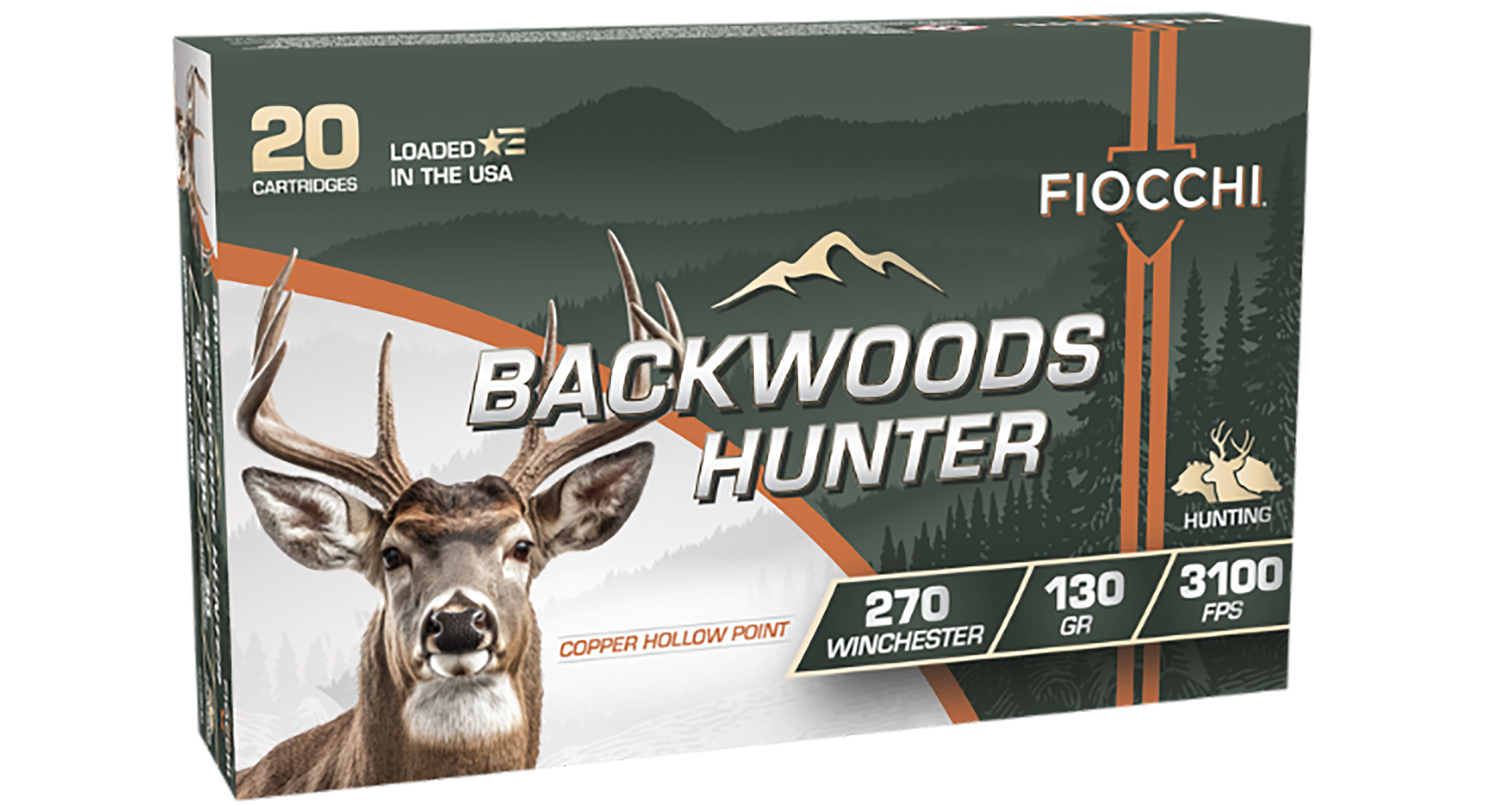 Fiocchi 270BHC Backwoods Hunter  270Win 130gr Copper Hollow Point 20 Per Box/10 Case