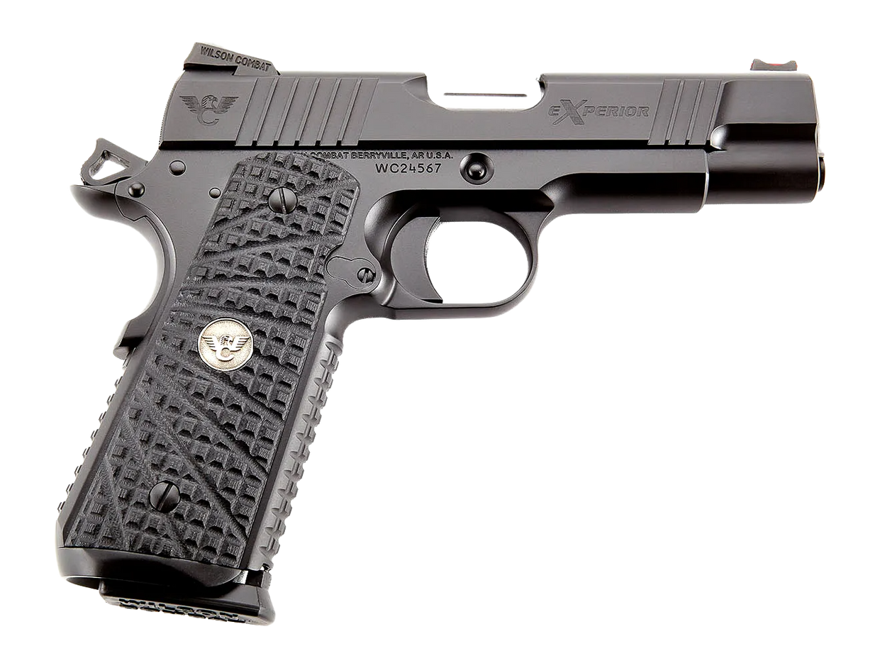 Wilson Combat XPCOM9 eXperior Commander Commander Frame 9mm Luger 10+1 4.25" Stainless Match Grade Barrel, Black Armor-Tuff Carbon Steel Serrated Slide & Frame w/Beavertail, Black G10 TRAK Grip, Ambid