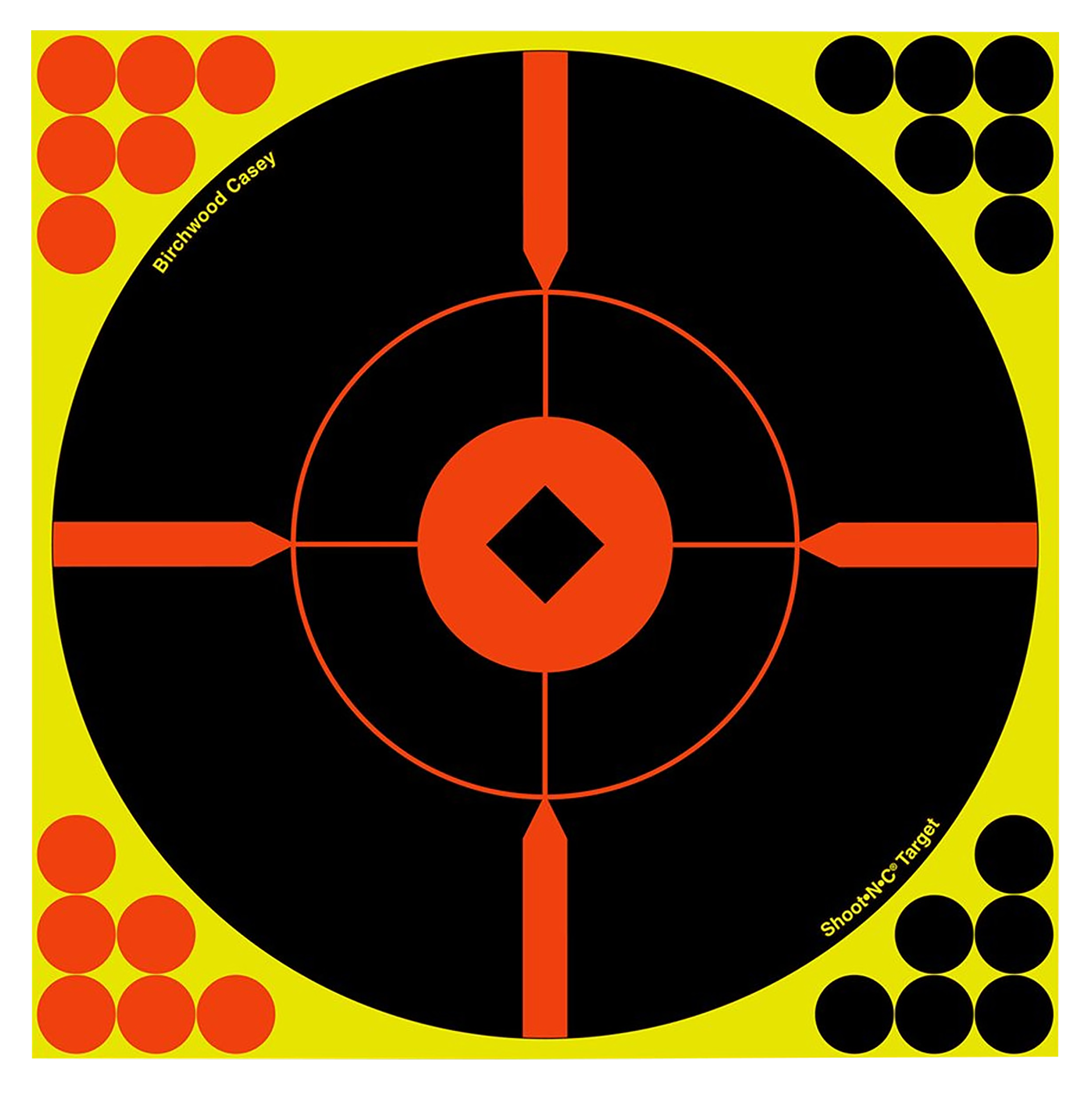 Birchwood Casey 34015 Shoot-N-C Reactive Target Self-Adhesive Paper Black/Yellow/Red 12" Bullseye BMW 5 Pack