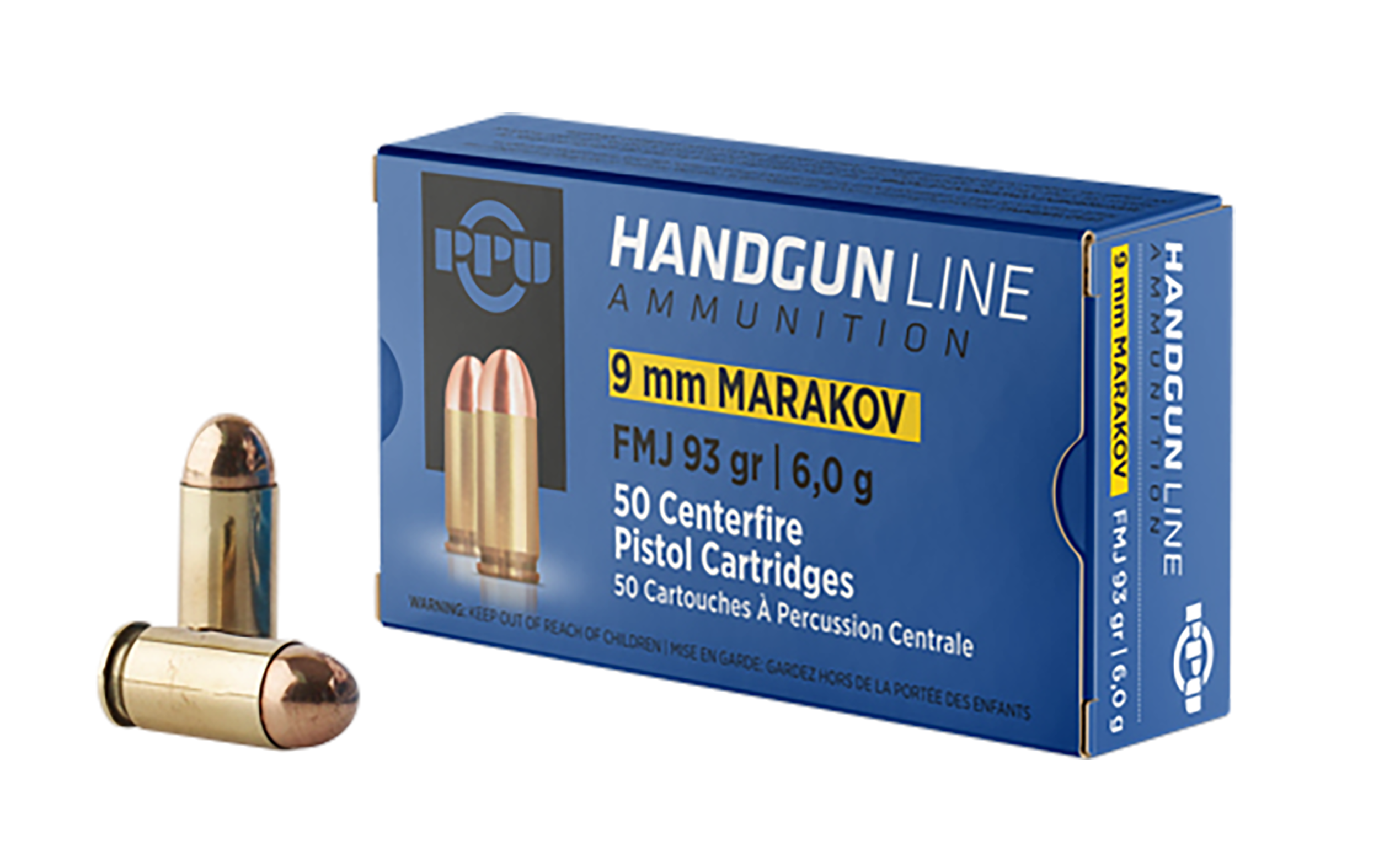 PPU PPH9MF Handgun  9x18Makarov 93gr Full Metal Jacket 50 Per Box/20 Case