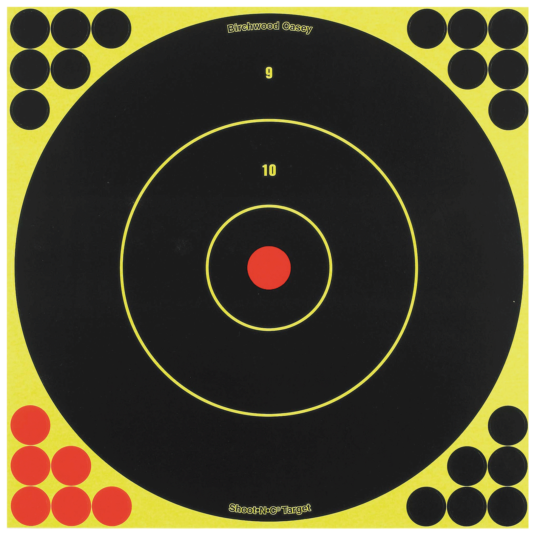 Birchwood Casey 34012 Shoot-N-C Reactive Target Self-Adhesive Paper Black/Yellow/Red 12" Bullseye 5 Pack