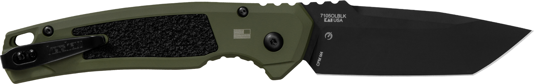 Kershaw 71050LBLK Launch 16 Automatic 3.45" Folding Tanto Plain Black Cerakote CPM M4 Blade, Olive Cerakote w/Black Oxide Hardware Aluminum Handle, Includes Pocket Clip