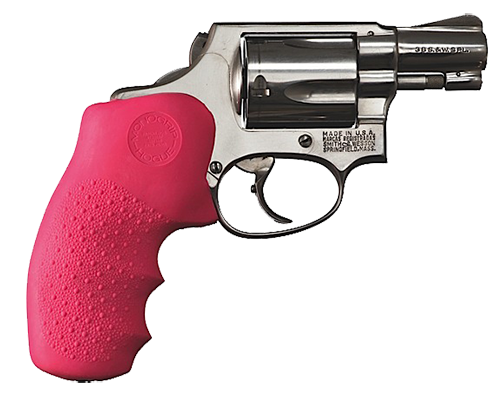 Hogue 60007 OverMolded Monogrip Cobblestone Pink Rubber with Finger Grooves for S&W J Frame with Round Butt