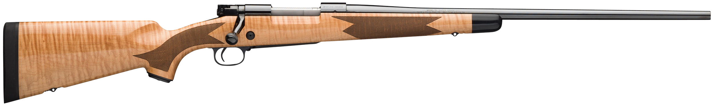 Winchester Repeating Arms 535218212 Model 70 Super Grade 243 Win Caliber with 5+1 Capacity, 22" Barrel, High Polished Blued Metal Finish & Gloss AAA Maple Stock Right Hand (Full Size)