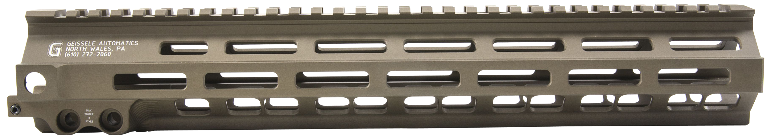 Geissele Automatics 05285S Super Modular Rail MK8 13.50" M-LOK, Desert Dirt Aluminum for AR Platform, Barrel Nut Included